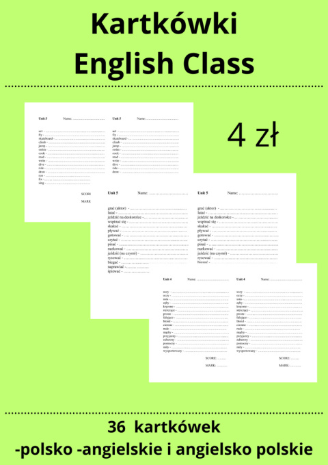 Kartkówki do English Class- 4 i 5 klasa