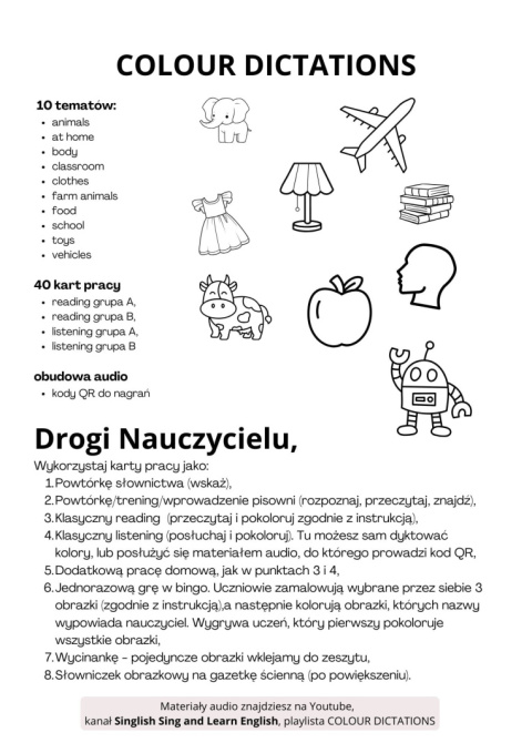 Karty pracy z kolorami: słuchanie i czytanie Karty pracy z kolorami: słuchanie i czytanie
