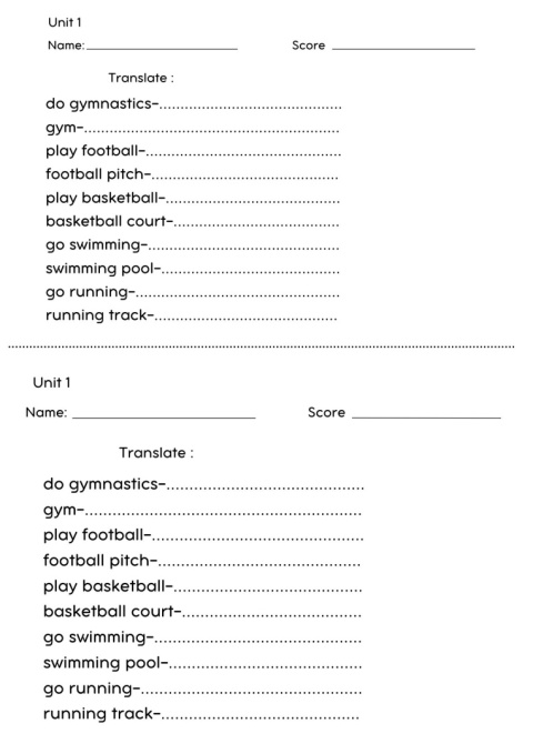 Mini- kartkówki ze słówek